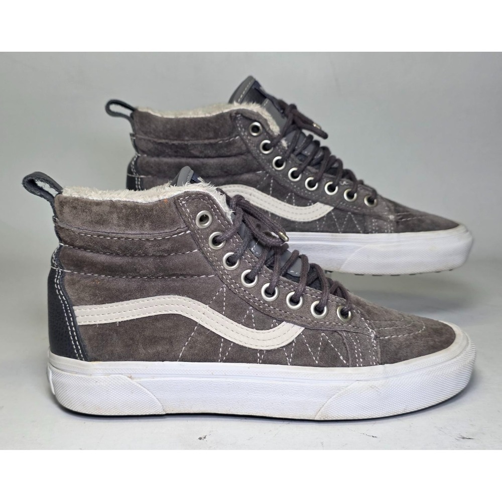 Vans Sk8-Hi MTE Men's Sneakers Size 4.5 Women's 6 Gray Suede Sherpa Lined Shoes